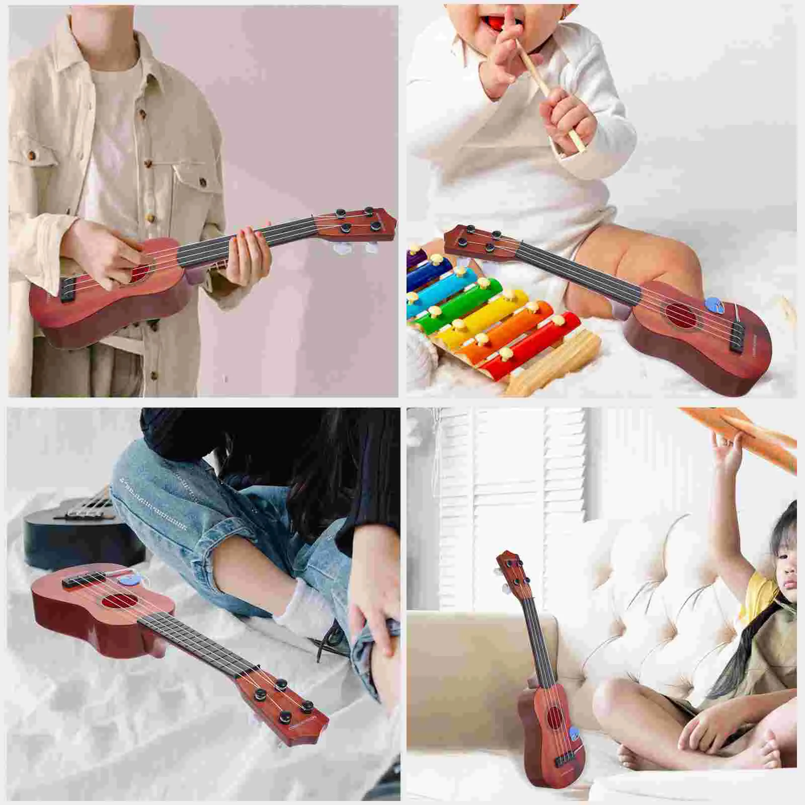 Brinquedo de guitarra infantil brinquedos musicais crianças instrumentos ukulele de madeira mini infantil