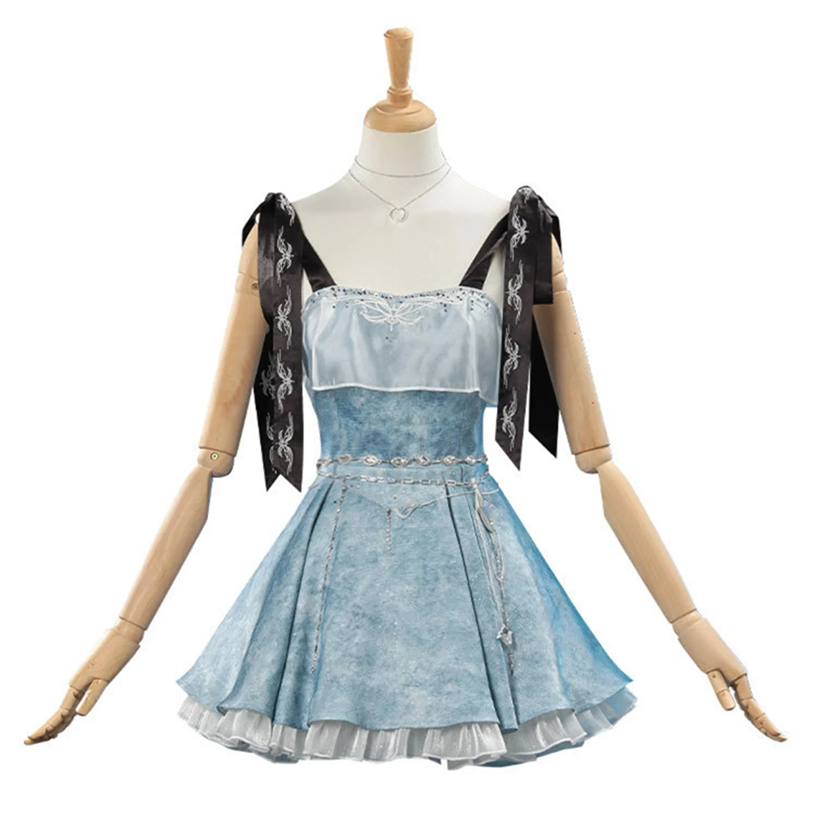 

Caleb Cosplay Costume Blue Camisole Dress Girls Women Clothes Fancy Outfit Halloween Party Couple Suit