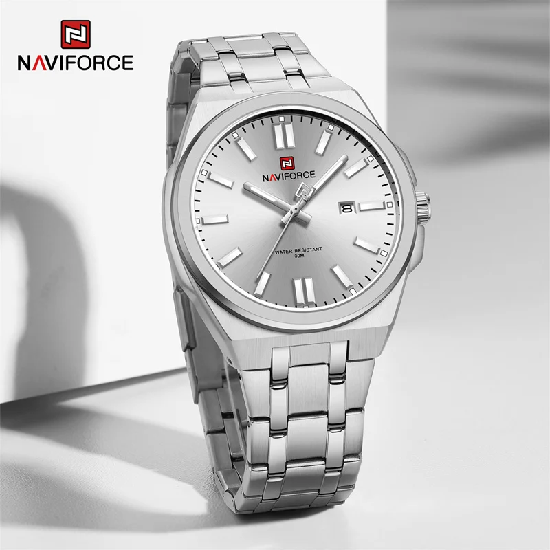 NAVIFORCE Brand Luxury Men Watch Waterproof Stainless Steel Business Quartz Wristwatches Sport Luminous Date Clock Reloj Hombre