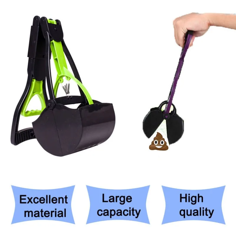 Foldable Pet Poop Scooper Long Handle Dog Poop Pickup Tool with Waste Bags Cat Cleaning Shovel Poop Picker Pet Cleaning Supplies