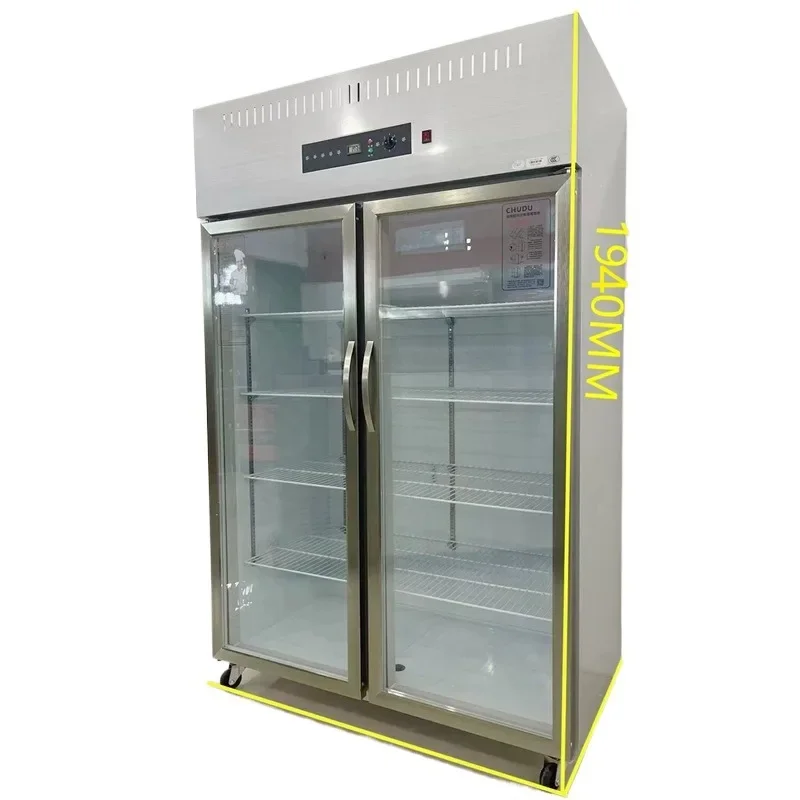 

Large double door and three doors vegetable display cabinet refrigerated and fresh-keeping hot pot string fresh-keeping cabinet