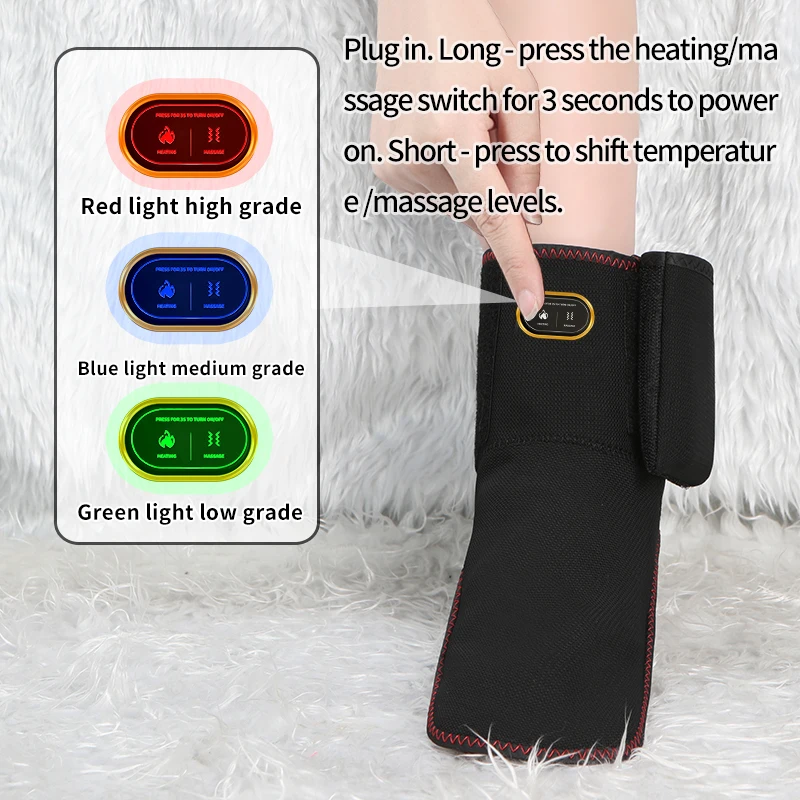 دعم الكاحل الكهربائي المحمول - 3 تروس للتدليك والحرارة، ضغط ساخن يخفف آلام المفاصل، يساعد في استعادة الرياضة بمنفذ USB #4