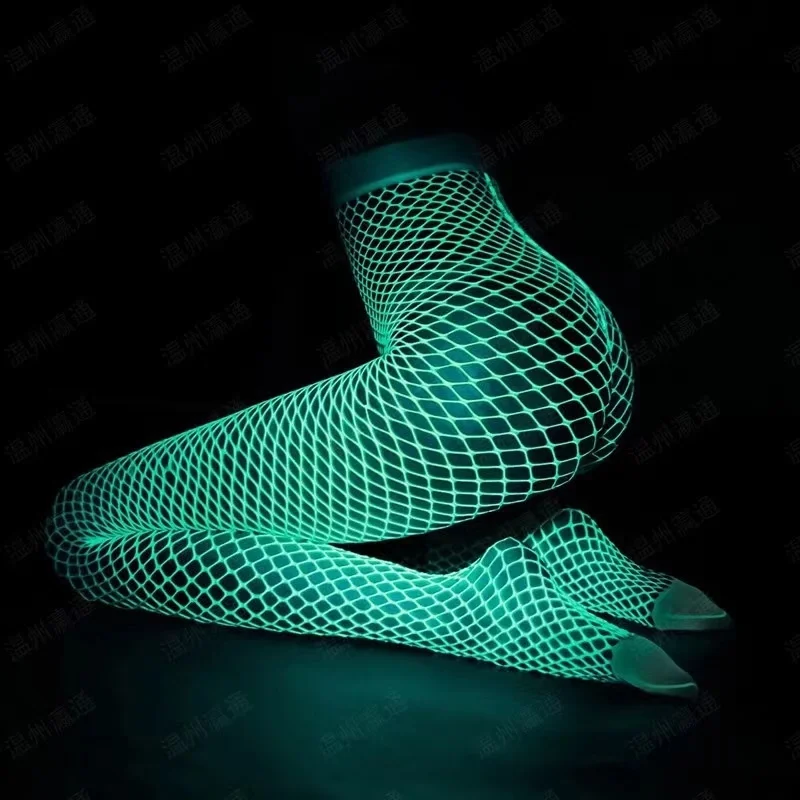 Women Noctilucence Hot Hollow Out Fishnet Stockings Stylish Party Club Mesh Pantyhose Fashion Luminous Nylon Tights 1pcs tt100