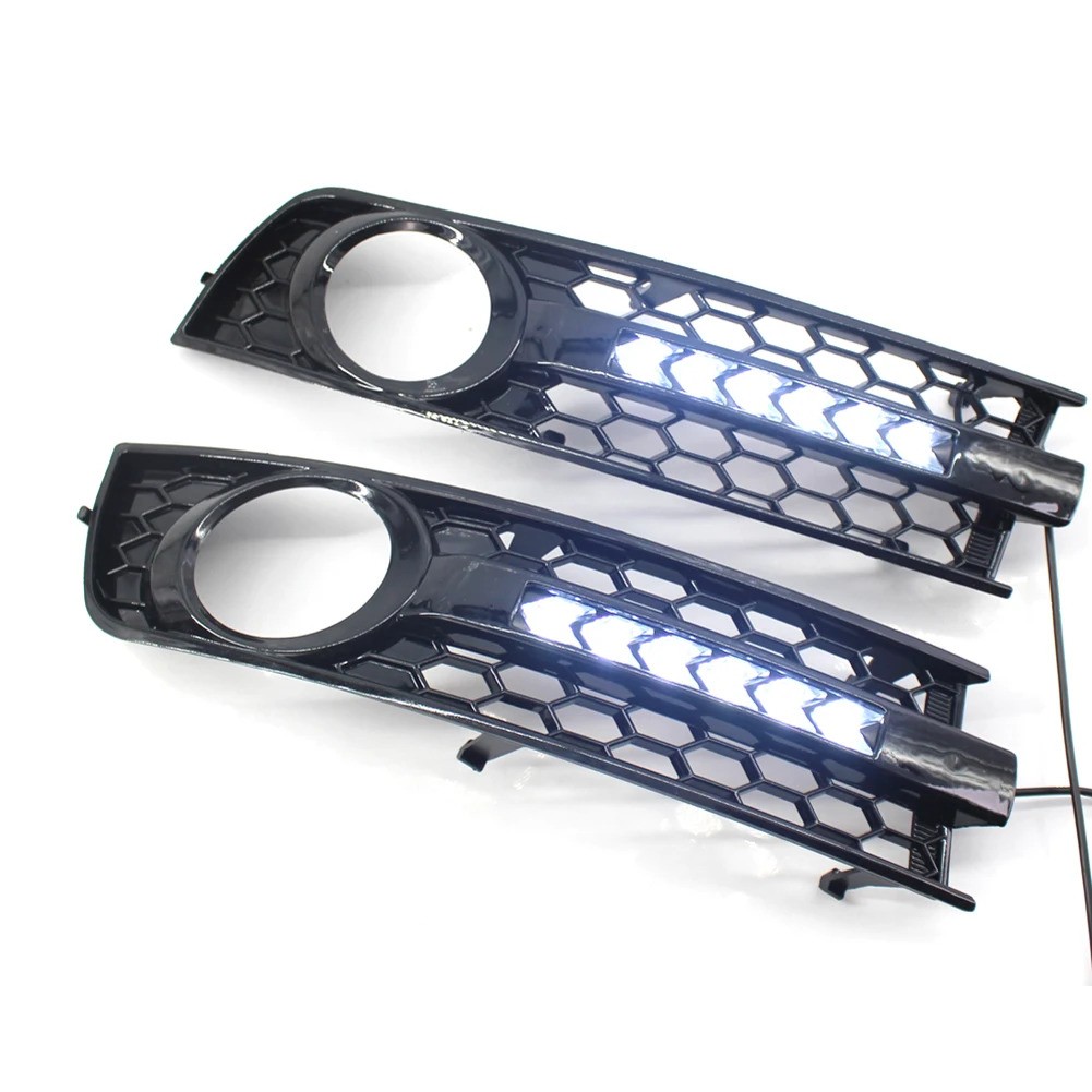 Car Turn Signal Fog Light DRL Cover Bumper Grille For Audi A4 B6 Sedan 2001 2002 2003 2004 2005 Matte Black