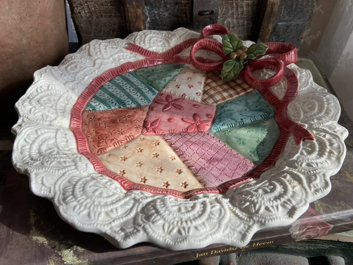 American Pastoral Decorative Bowknot Porcelain Hanging Plate Home Furnishings Wedding Gifts Party Decor