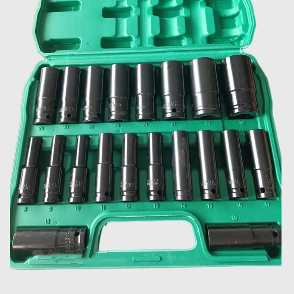 20 Piece Sleeve Combination Set 1/2 Pneumatic Extended Air Cannon Screwdriver 8-32 Auto Repair Tool