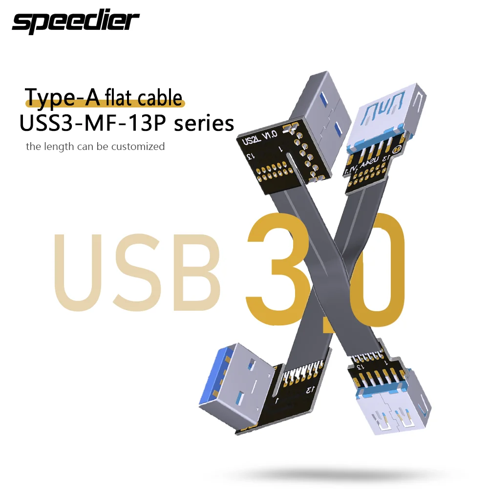 

Double 90 Degree USB 3.0 Flat Ribbon Cable Male to Female Data Aerial Photography Cord for GPS Raspberry Pi SLR Handheld Gimbal