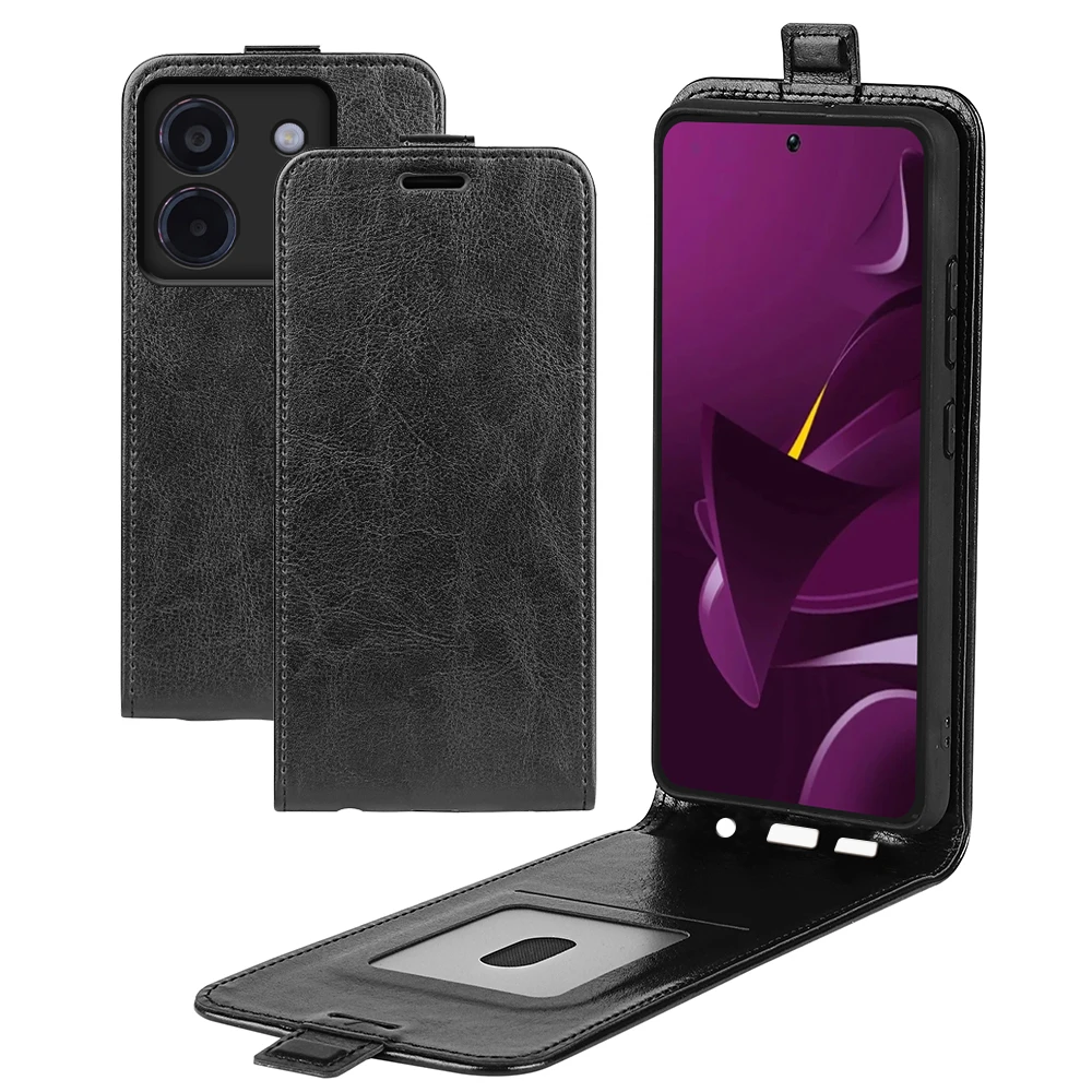 Магнитный вертикальный откидной чехол для телефона из искусственной кожи с открытым вверх и вниз для Xiaomi Poco X7 F7 M7 Pro Redmi Turbo 4 Pro K80 Pro note 14S 4G