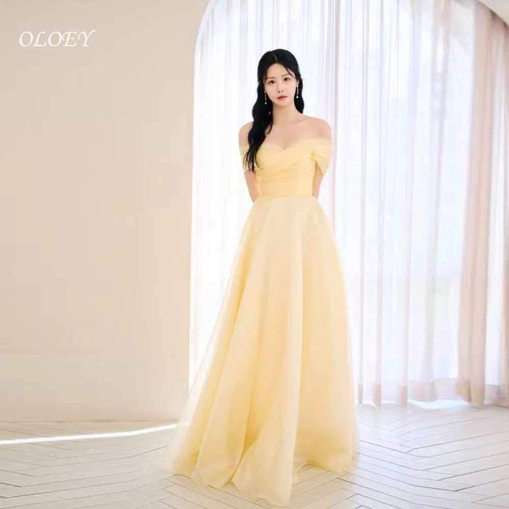 

OLOEY Korea 웨딩드레스 Pleat Short Sleeves Formal 프롬드레스 Floor Length Elegant Wedding Dress Party Women Bride Gowns