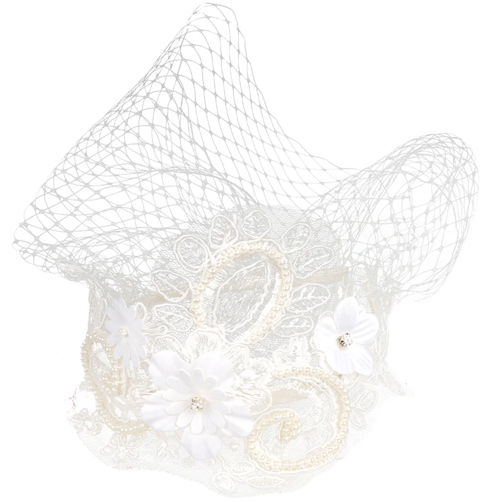 Wedding Veils for Brides White Mesh Lace Headband Tiara Cocktail Hair Clips Dress