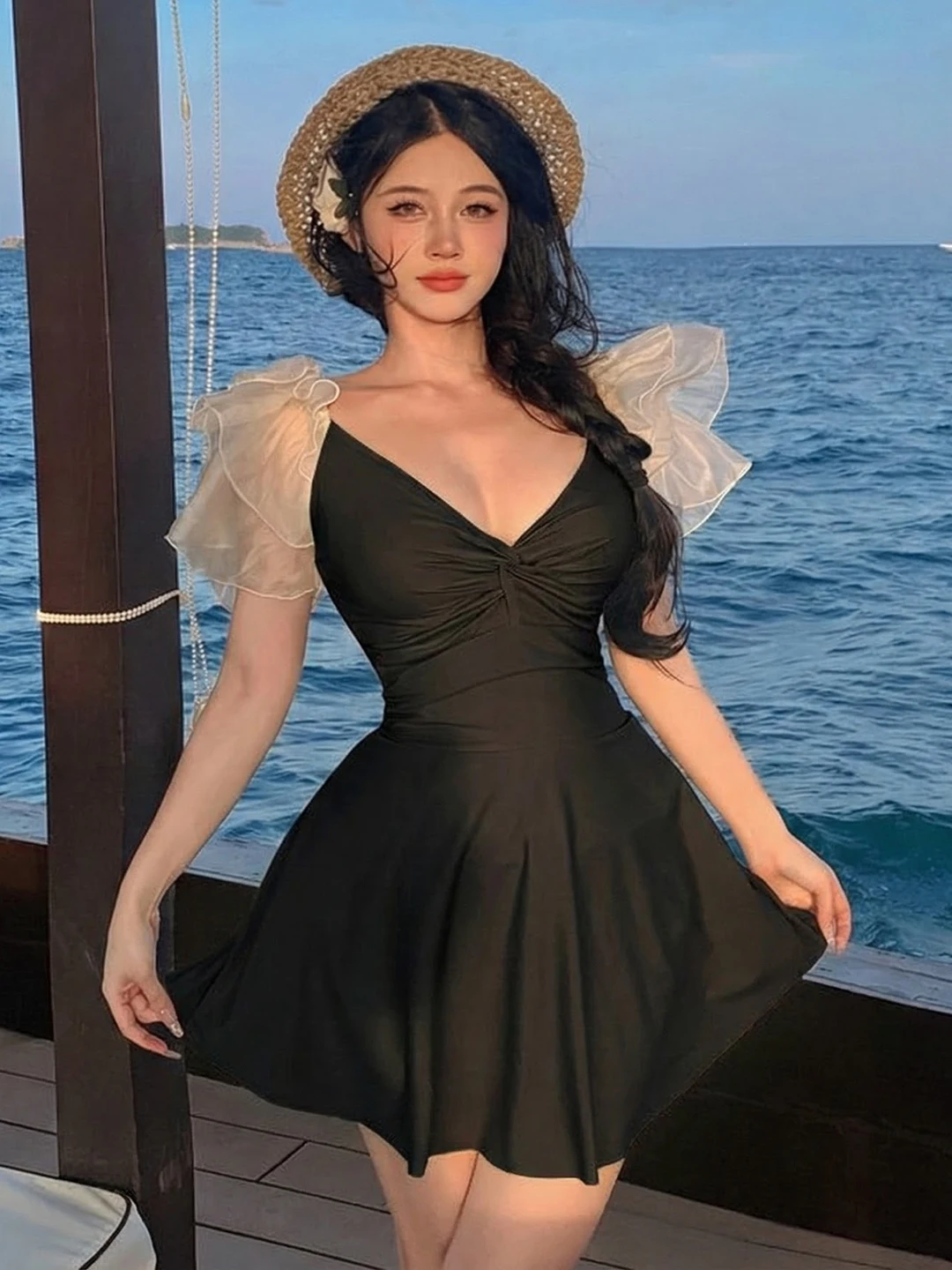 

plus Size Women's Swimsuit Ele Skirt Sle Conceals Belly Flattering for Plump Girls Vaion Thermal Bathing Suit