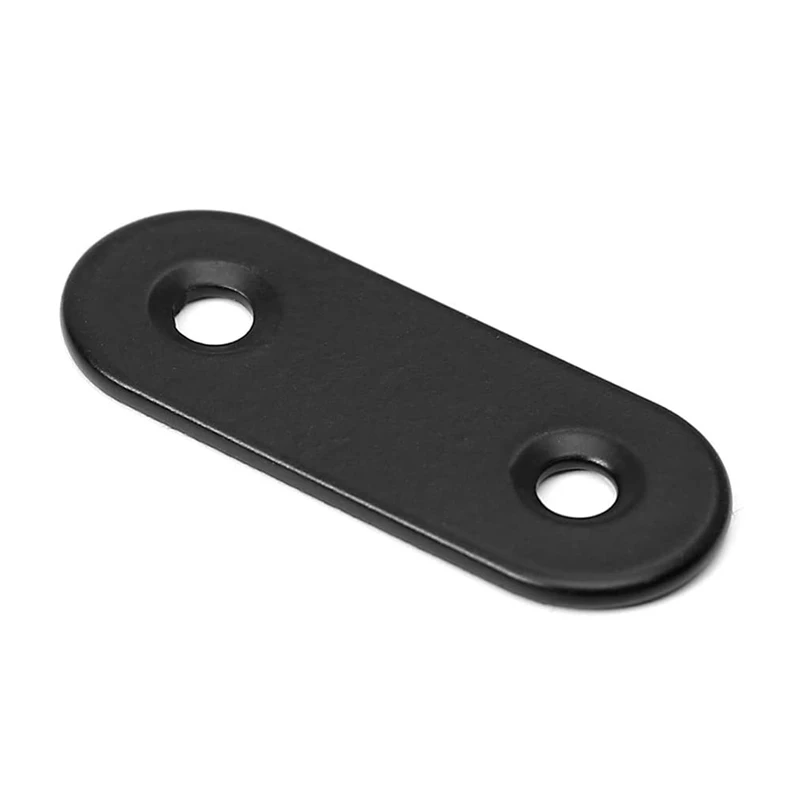 ¡Promoción! Soportes rectos de acero inoxidable, Conector de placa de reparación negra con tornillos, soportes planos para madera, 22 piezas