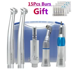 5 uds/Kit N cinta LED pieza de mano Dental de alta velocidad kits académicos + 15 Uds fresas con luz LED botón libre 3 pulverización de agua 2/4 agujeros