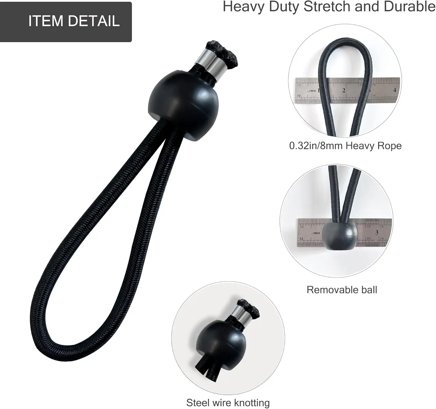 16Pcs 20cm Bungee Ball Tarps Canvas Tarpaulin Flagpole Ties Cord Ends Elastic Rope Lace Fixed Boat Pole Camping Tent Accessories
