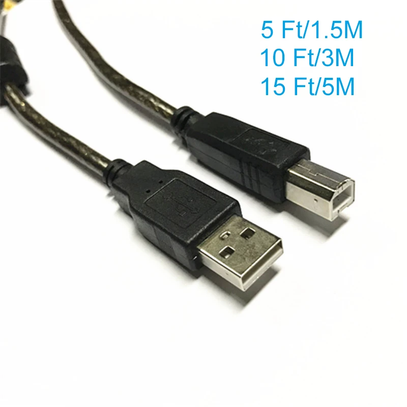 15Ft 2.0 Printer Scanner Cable Cord USB Tipo A Macho para B Macho Alta Velocidade para HP Canon Lexmark Dell Xerox Samsung