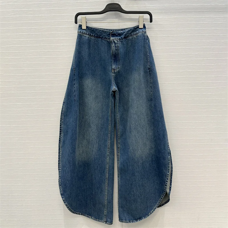 Damenjeans Neue hoch taillierte Slim-Fit-Damenhosen für den Herbst 2025, Retro-Hosen aus reiner Baumwolle mit weitem Bein, Y2K-Denim-Hosen