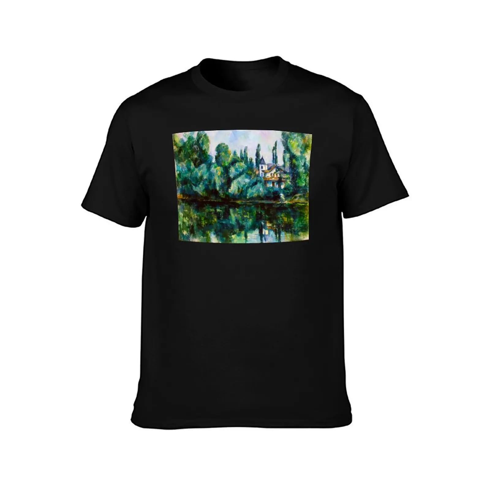 HD PAUL CEZANNE - The Banks of the Marne T-Shirt Summer Casual Cotton Tee Oversized Streetwear Tops Vintage Graphic Print