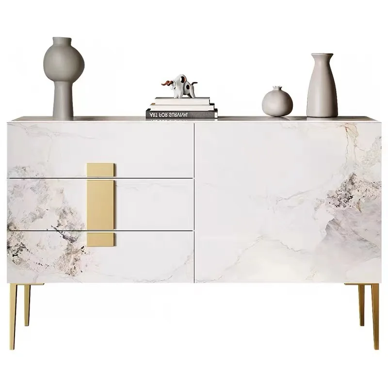 

Light luxury rock slab dining side cabinet high-end entry foyer wall locker household living room porch cabinet partition locker