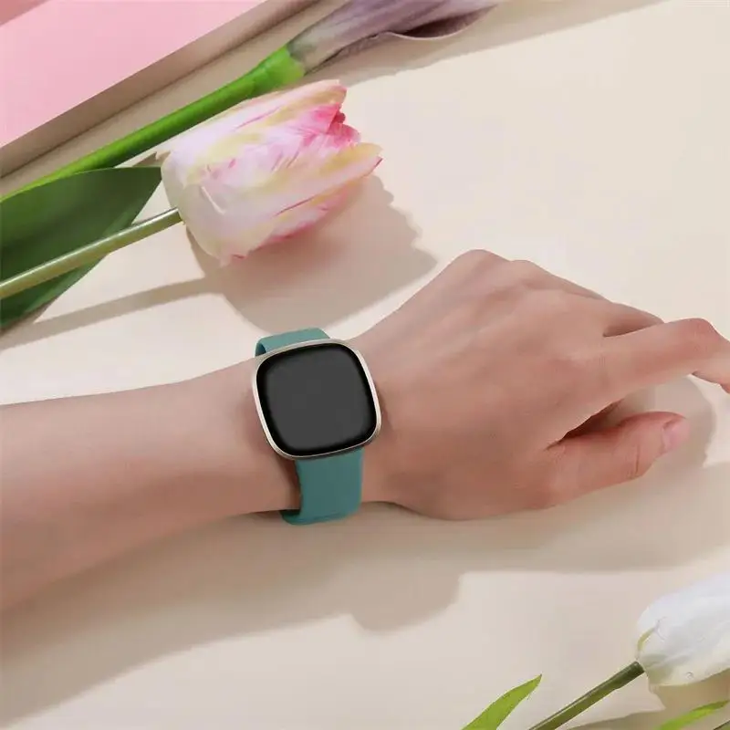 Tali Silikon untuk Fitbit Versa 3 4 Gelang Pengganti Jam Tangan Pintar Olahraga untuk Fitbit Sense/Sense 2 Gelang Jam Olahraga Tahan Air