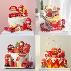 Firefighter Cake Decoration Fire Truck Fire Ladder Birthday Cake DIY Decoration Firefighter Wedding Kids Party Cupcake Toppers