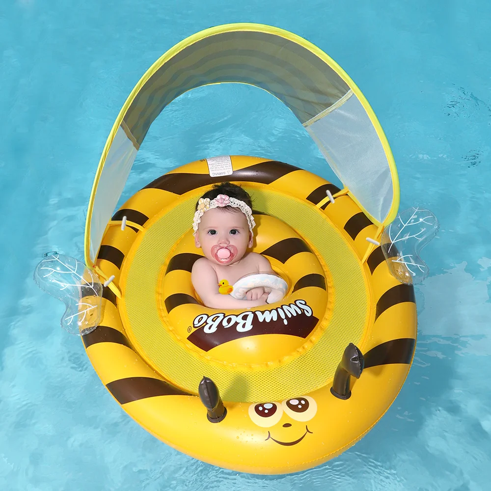 Swimbobo Inflatable Baby Swimming Float Activity Center With Canopy Foldable Swim Pool Seat Floating For Kids