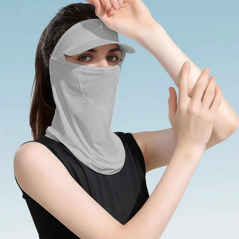 Protector solar para la cara, seda de hielo, refrigeración solar, cubierta completa para la cabeza, protector solar de seda de hielo, máscara para el cuello, polaina, cubierta facial transpirable para