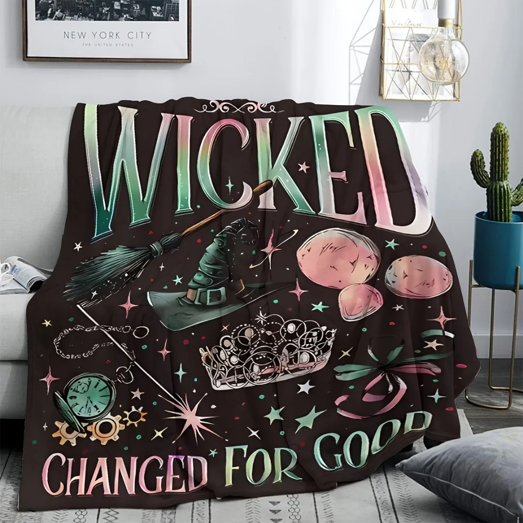 1 قطعة بطانية الهالوين المطبوعة الشريرة لكرسي الأريكة بطانية ناعمة صديقة للبشرة 2025 جديد لتزيين المنزل والهالوين