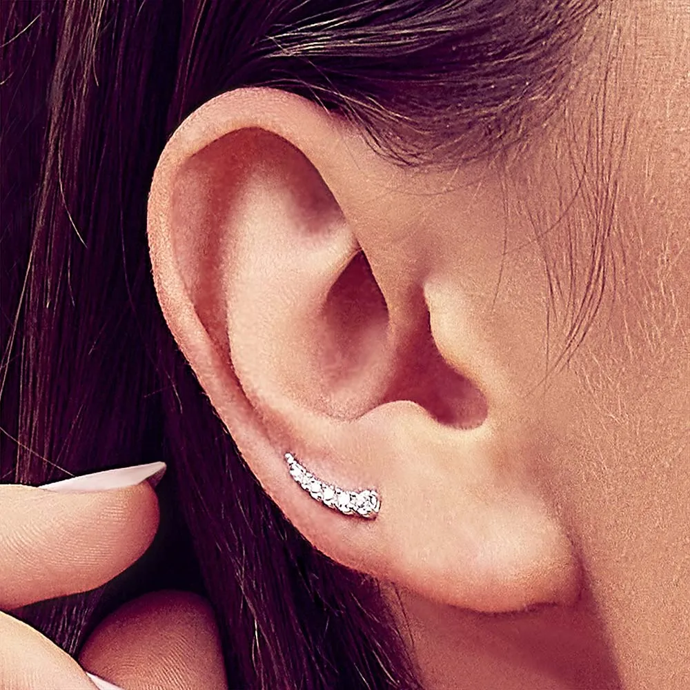 Tear Drop Ear Climber Europe Style Glam Fashion Good Jewerly For Women Classic Gift In 925 Sterling Silver Super Deals