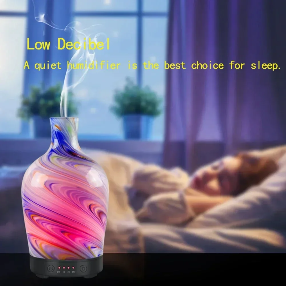 100ml Glass Aroma Essential Oil Diffuser Marble Design Handmade Cool Mist Humidifier Waterless Auto Shut-Off for Home office