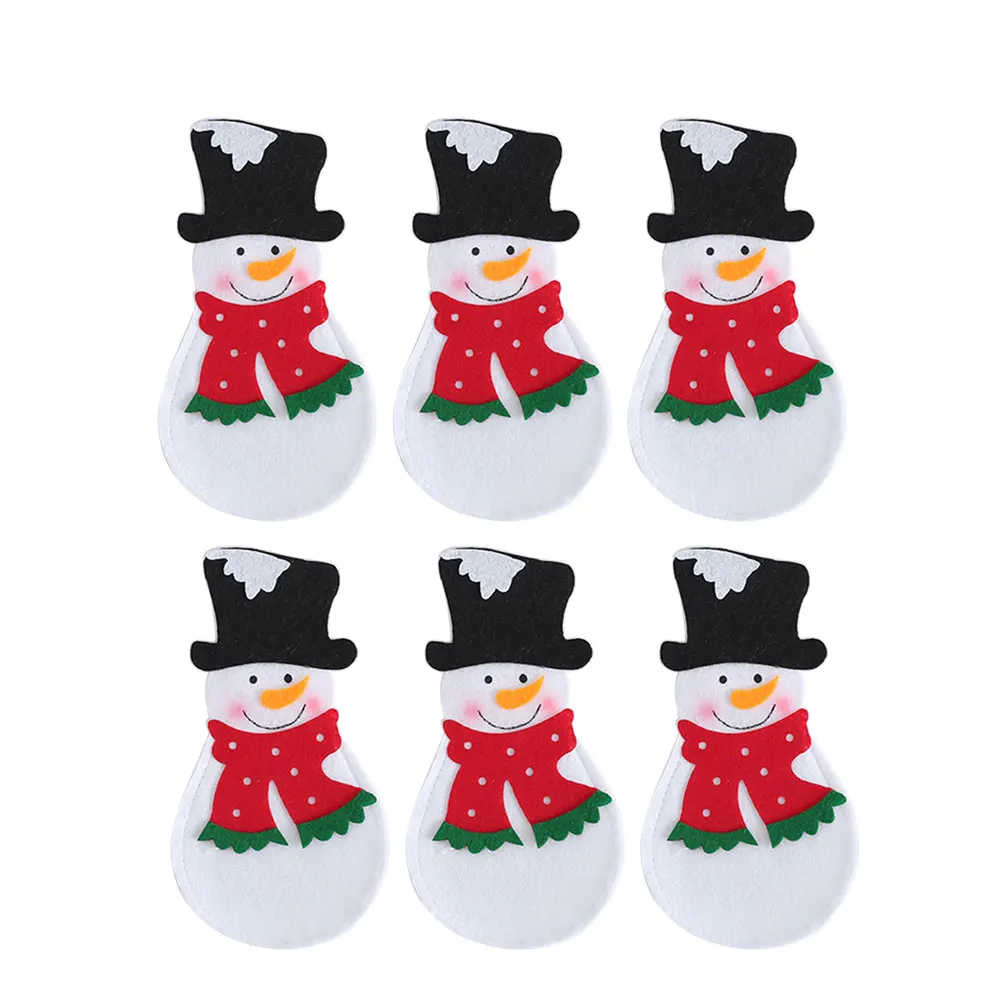 

6 Pcs Christmas Cutlery Bags Nonwoven Tableware Bags for Silverware Deer Home Decor Retro Ornament Holiday Party Storage