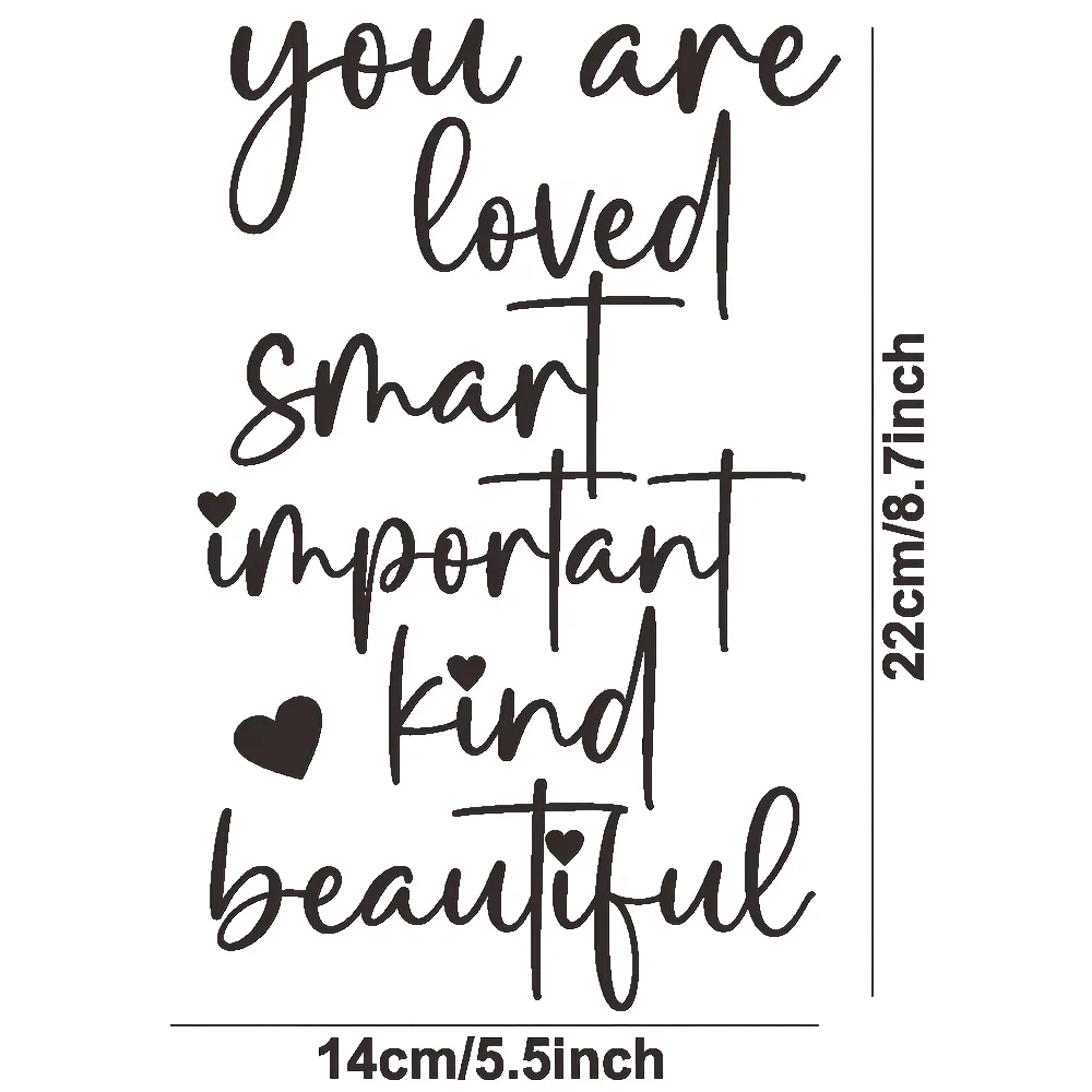 1pc Motivational Self-love Quote Wall Sticker You Are Loved Smart Important Kind Beautiful Mirror Sticker for Vinyl Decor
