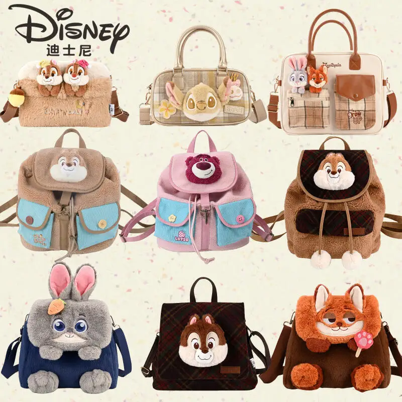 

Cute Disney Backpack Judy Nick Stitch Cartoon Plush Shoulder Bag Fox Doll Travel Bag Outdoor Handbag Backpack Girls Bag