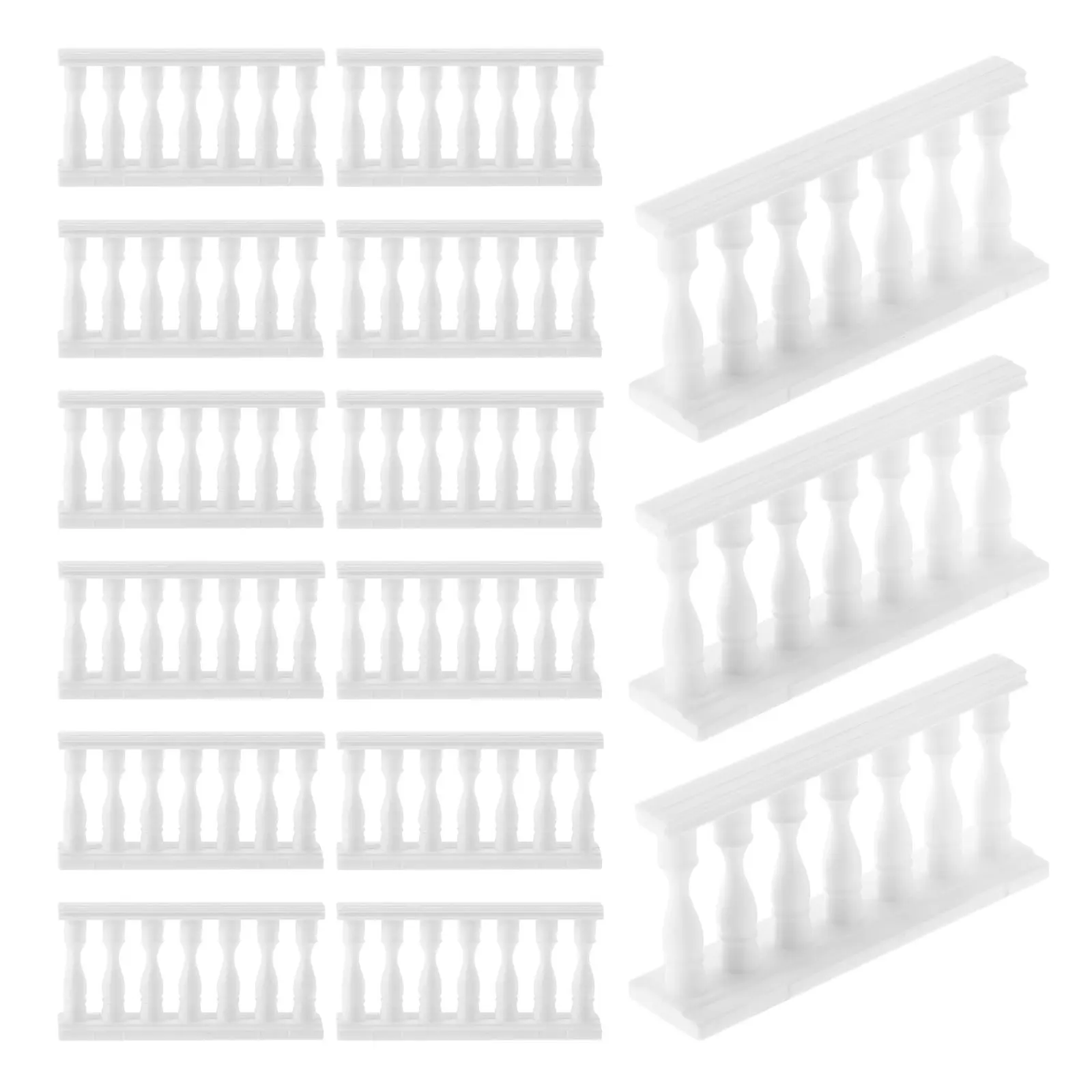 15Pcs Resin Fence Panel For Home Decor Christmas Miniature Scene White Garden Small Landscape Crafting Kit Model