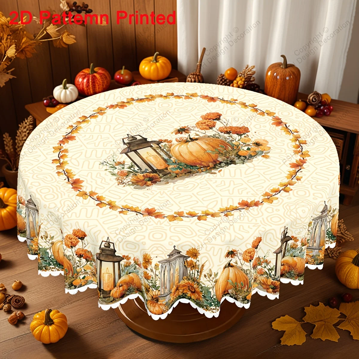 1 piece, autumn Thanksgiving-themed tablecloth, tablecloth with autumn pumpkin, chrysanthemum and wheat patternszyc