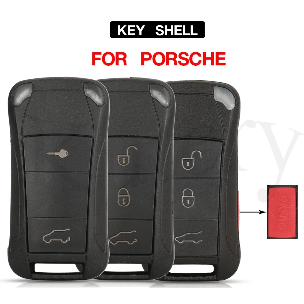 

jingyuqin 2/3/4 BTN Folding Flip Smart Remote Car Key For Porsche Cayenne 2004 - 2011 Key Case With HU66 Uncut Blade Replacement