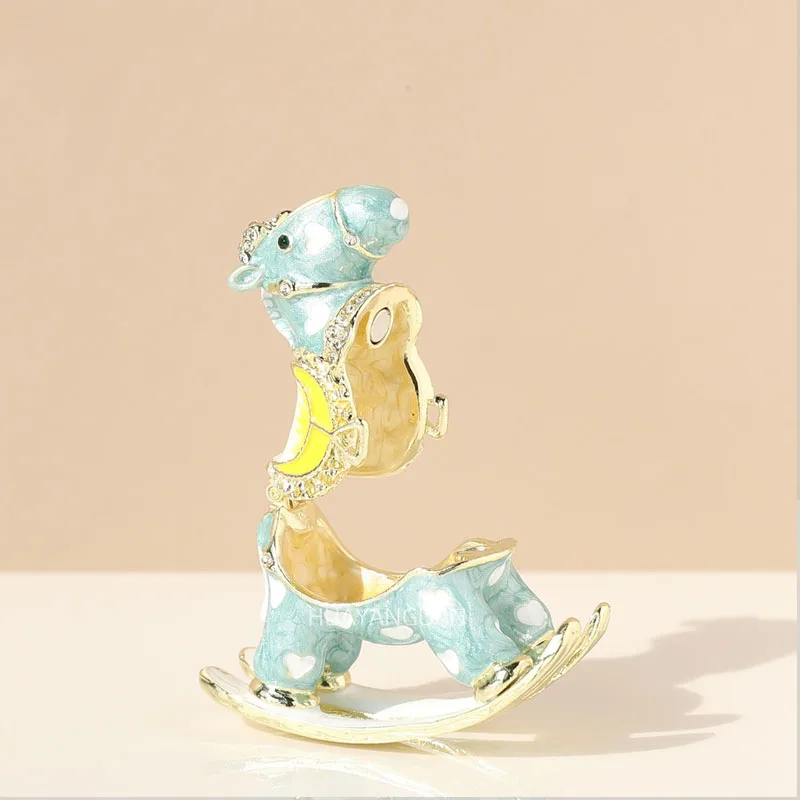 Creative Rocking Horse Jewelry Box Ornaments Living Room Entrance Bedroom Jewelry Ring Storage Box Crafts Birthday Gift Decor