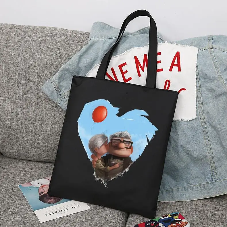 

Disney Cartoon Up Fashion Large Capacity Canvas Shoulder Bag Women's Casual Tote Kids Student Handbag Shopping Bags