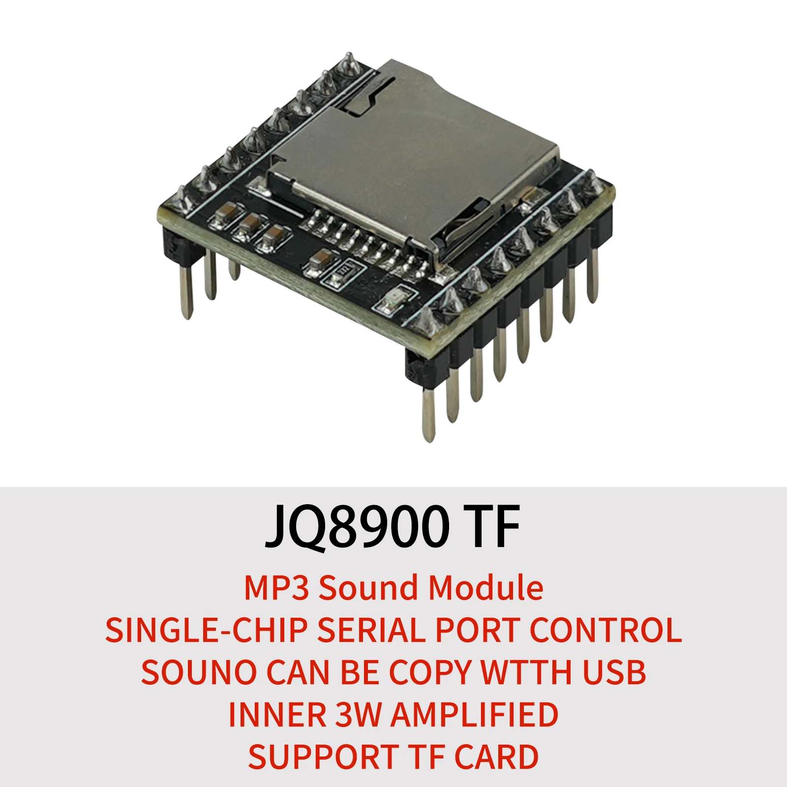 

MP3 Player Module JQ8900-TF Voice Decode Board Mini Sound Audio Music Chip U-Disk IO/Serial Port with TF Card for Voice Prompt