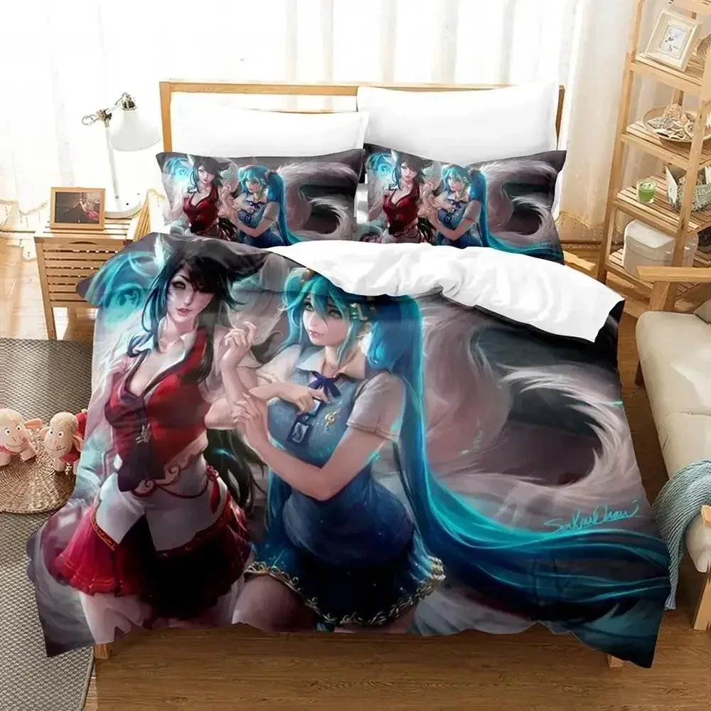 Set biancheria da letto Anime League of Legends, letto singolo, doppio, matrimoniale, matrimoniale, king size, piumino per camera da letto per bambini