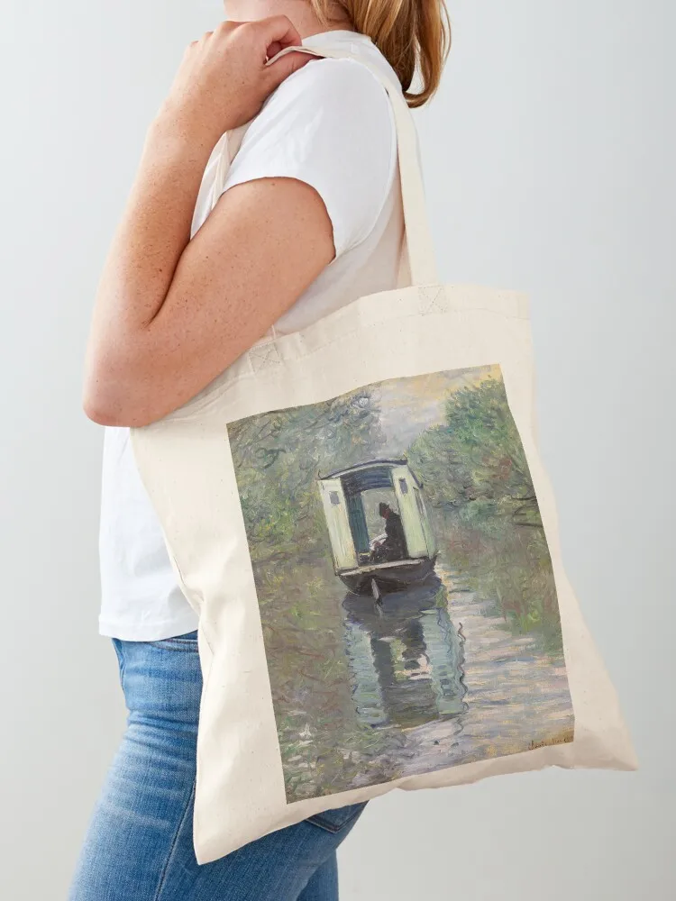 The Studio Boat (Le Bateau-atelier) 1876 Tote Bag shopping cart bags bag for beach Canvas bag Canvas Tote