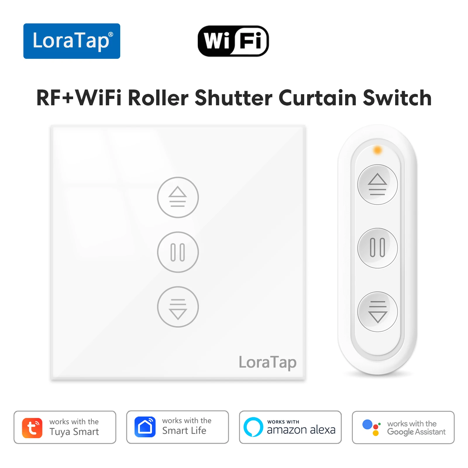 LoraTap 7. Generation Tuya Smart Life RF+Wi-Fi Vorhangschalter mit Hintergrundbeleuchtung Prozentuale Steuerung Sprachsteuerung durch Google Home Alexa