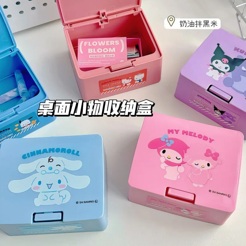 Sanrio Anime Hello Kitty Caixa De Armazenamento De Cosméticos, Caixa De Armazenamento De Itens De Mesa, Caixa De Imprensa, Desenhos Animados Bonitos, Batom Cinnamonroll Girl