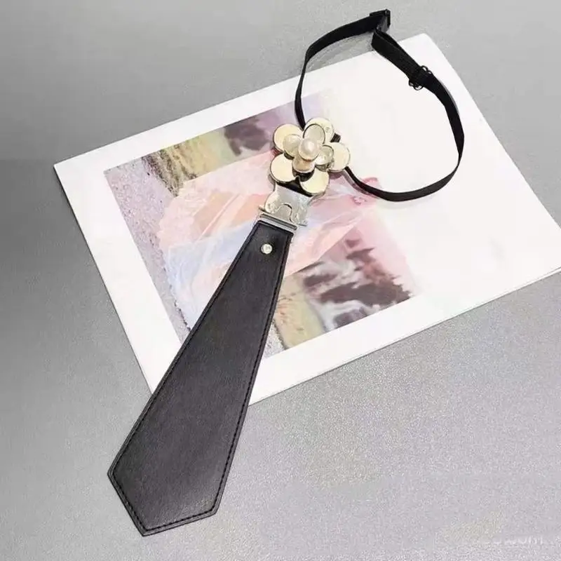 L5YA 고등학교 여학생 유니폼을위한 유니폼 검은 넥타이 Pre-tied Preepy Look Bowknot이있는 조절 식 넥타이