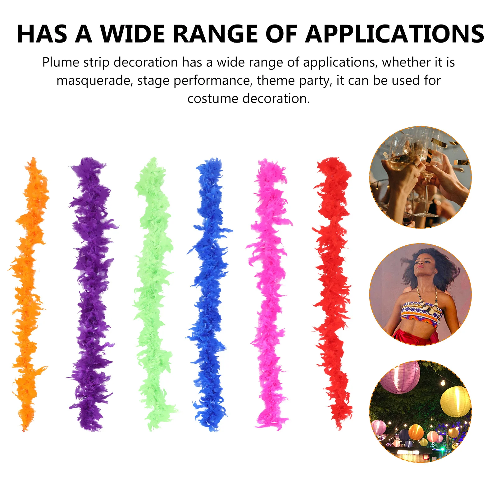 

6Pcs Strips Decor Plume Strips Lightweight Supple Costume Decoration for Stage Performance Party Masquerade Wedding