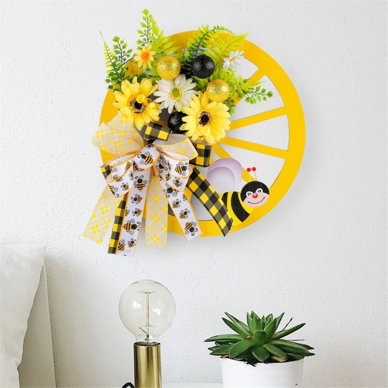 Sunflowers Wreath Front Door Wreath with Wheel