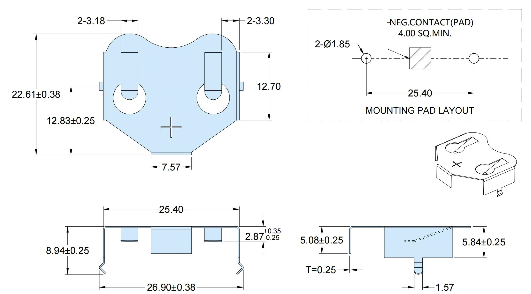 Substituição do suporte da bateria, CR2450 Retentor, THM DIP Coin Cell, BK-880, CR2450