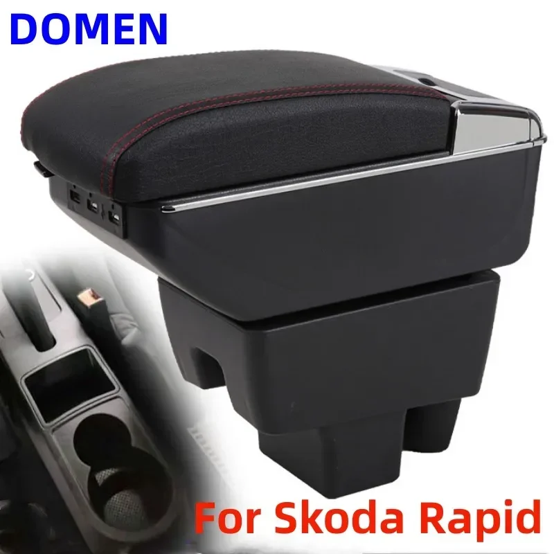 For Skoda Rapid  Armrest box Original dedicated central armrest box modification accessories Dual Layer USB Charging