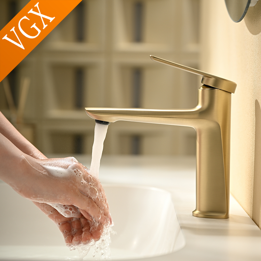  VGX Luxury Gold Bathroom Faucets Basin Mixer Sink Faucet Gourmet Washbasin Tapware Hot Cold Water Tap Brass Crane Chrome Grey 