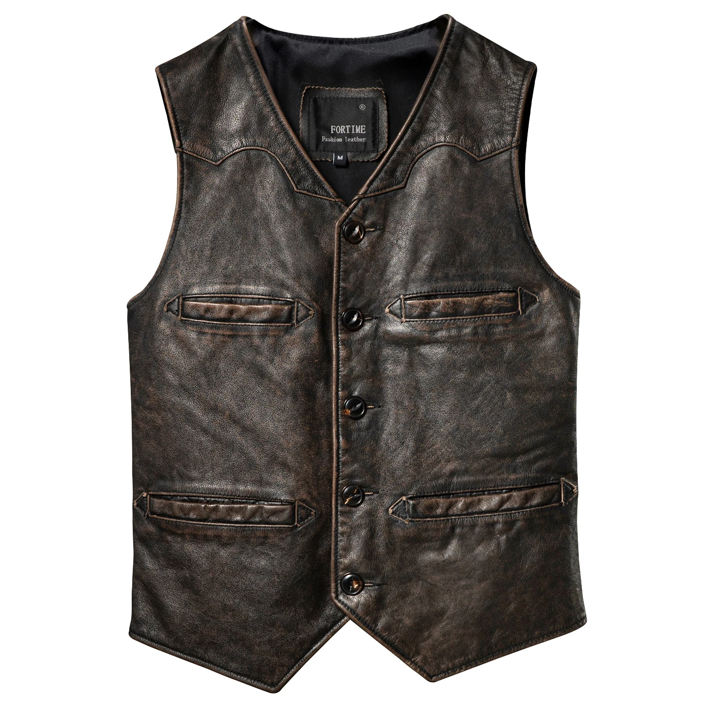 

Dark Brown Four Seasons Leather Vest Men Retro Vintage Style Plus Size 5XL Genuine Natural Cowhide Slim Fit Short Vest