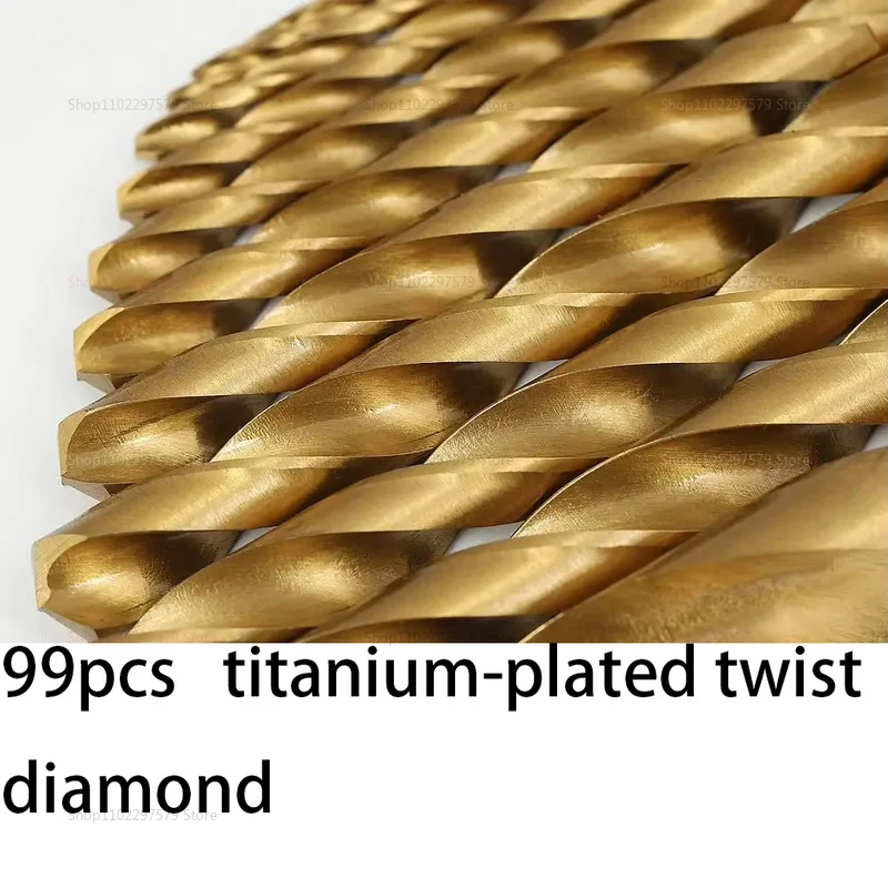99 قطعة مجموعة لقمة مثقاب التيتانيوم 1.5 مللي متر-10 مللي متر للصلب الخشب البلاستيك معدن النحاس سبائك الألومنيوم مع حقيبة للتخزين لتقوم بها بنفسك المرآب المنزلي